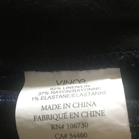 Vince like new linen blend 4 pocket pants size M